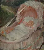 Armando Spadini, Lillo nella culla, oil on canvas