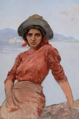 La modella by Angiolo Tommasi, oil on panel, offered Jul 2016