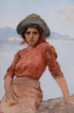 La modella by Angiolo Tommasi, oil on panel, offered Jul 2016