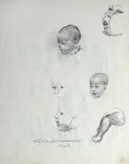 Studi di teste infantili by Cipriano Mannucci, 1949, offered Jul 2016