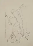 Dante Vincelles, Ragazzo (fronte); Uomo con cane (retro), Sul verso: "disegni di Dante Vincelles/Umberto Marianelli".