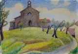 Gerardo Dottori, Chiesa di campagna con olivi