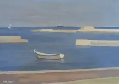 Marina con barca by Giovanni March, 1967, offered Jul 2016