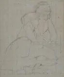 Adolfo Tommasi, Due ragazze, Sul verso: dichiarazione di autenticità di Nella Tommasi; appunti manoscritti "Disegno per il quadro La Sfoglia
