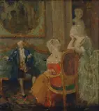 Eugenio Bonivento, Figure in abiti settecenteschi in un interno