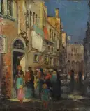 Beppe Ciardi, Vita a Venezia, oil on canvas