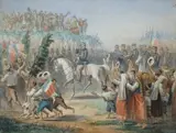 Pasquale Mattej, Ingresso di Vittorio Emanuele I a Napoli con Garibaldi