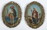 Giulio Carmignani, Pescatore napoletano; Costume sardo, Coppia di dipintti ovali