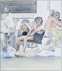 Adrian Paci, Il riposo, 2014, watercolour on paper and canvas