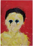 Dim Sampaio, Bambino che piange, 2014, oil on cartoncuoio