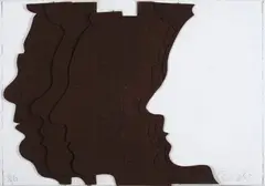 Profili by Mario Ceroli, 1972, feltro on canvas applicata on panel, offered May 2016