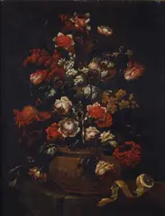Vaso in metallo dorato con fiori by Andrea Scacciati I, offered Apr 2016