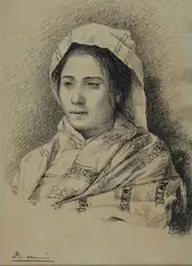 Mario de Maria, Ritratto di ragazza, inchiostro on paper