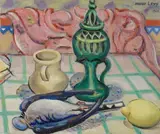 Moses Levy, Natura morta con vasi, limone e pernice