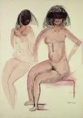 Due figure by Bruno Cassinari, 1990, mixed media on canvas, offered Feb 2016