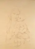 Alberto Rosati, Madonna con Bambino, In basso a destra dichiarazione di autenticità della figlia.