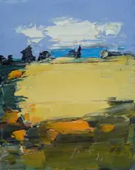 Paesaggio by Sergio Scatizzi, oil on compensato, offered Jul 2015
