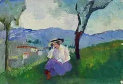 La lettura by Fillide Levasti, oil on canvas, offered Jul 2015