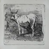 Mucca by Giovanni Fattori, etching, offered Jul 2015
