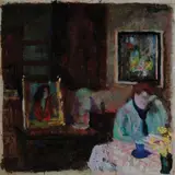 Interno con figure by Edoardo Gordigiani, offered Jul 2015