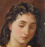 Contardo Barbieri, Volto di donna, oil on card