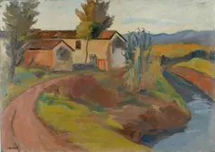 Paesaggio con case by Umberto Mariotti, 1956, offered Jul 2015