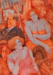 Figura by Remo Squillantini, mixed media on compensato, offered Jul 2015