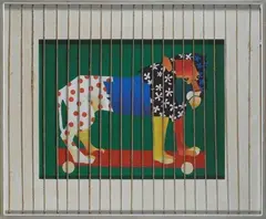 Leone by Aldo Spoldi, mixed media on masonite and corde, offered Jul 2015