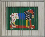 Aldo Spoldi, Leone, mixed media on masonite and corde