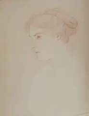 Profilo di ragazza by Fillide Levasti, sanguigna on paper, offered Jul 2015