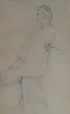 Lazzaro Luxardo, Figura seduta (Fronte); Figura seduta e volto (Verso), pencil on paper