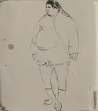 Figura by Nino Tirinnanzi, ink on paper (pacchetto di sigarette Turmac), offered Jul 2015