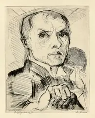 Gesichter by Max Beckmann, 1914, Original-Halbpergamentmappe mit 19 Kaltnadelarbeiten, jeweils auf Japan, in den Original-Passepartouts mit fortlaufenden, sold Nov 2023