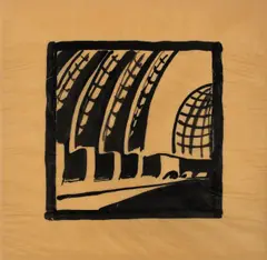 Skizze zu einer Halle aus Eisenbeton by Erich Mendelsohn, 1914, Tuschpinsel auf dünnem Transparentpapier, auf Karton montiert, sold May 2013