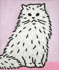 Katze by C. O. Paeffgen, 1977, Acryl auf Leinwand, mit Nessel hinterspannt, sold Dec 2022