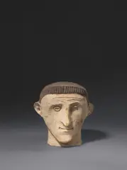 Gerhard Marcks, Männlicher Kopf mit dunklem Haar, 1924, Terrakotta, farbig gefasst