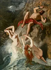 Wilhelm Trübner, Prometheus, von den Okeaniden beklagt (I), 1888, Öl auf Leinwand