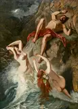 Wilhelm Trübner, Prometheus, von den Okeaniden beklagt (I), 1888, Öl auf Leinwand