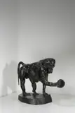 Ernst Moritz Geyger, Pavian und Menschen-Maske, 1903, Bronze mit schwarzer Patina; Malachit