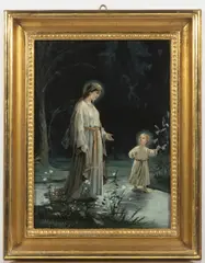 Josef Mathauser, Mary with Jesus, 1913, oil on cardboard