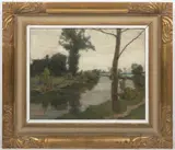 Alois Kalvoda, Tree by the River, Around 1905, oil on cardboard