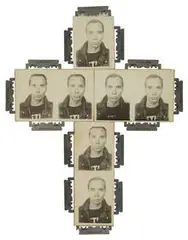 Jerry Dreva, Razorblade Cross, 1980, Razorblades and photo-collage