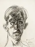 Mel Hanson, Self-Portrait, 1961, Charcoal on paper