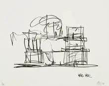 Frank Gehry, Study for New Frank Gehry House, 2004, 1-color lithograph on Rives BFK white paper