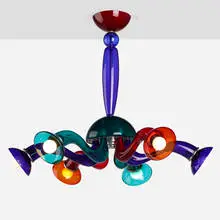 Chandelier by Örni Halloween, c. 1980, Murano glass, chrome-plated steel, sold Nov 2022