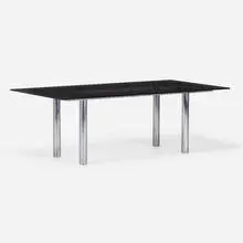 Afra & Tobia Scarpa, André dining table, model 11960, 1969, brushed stainless steel, glass
