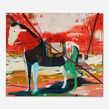 Jules de Balincourt, Untitled, 2011, giclée in colors on canvas
