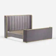 Restoration Hardware, Aston king-sized bed, 2018, velvet, oak