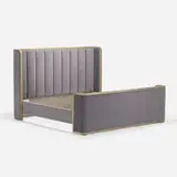 Restoration Hardware, Aston king-sized bed, 2018, velvet, oak