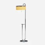attribution Kurt Versen, Floor lamp, c. 1940, chrome-plated brass, patinated steel, glass